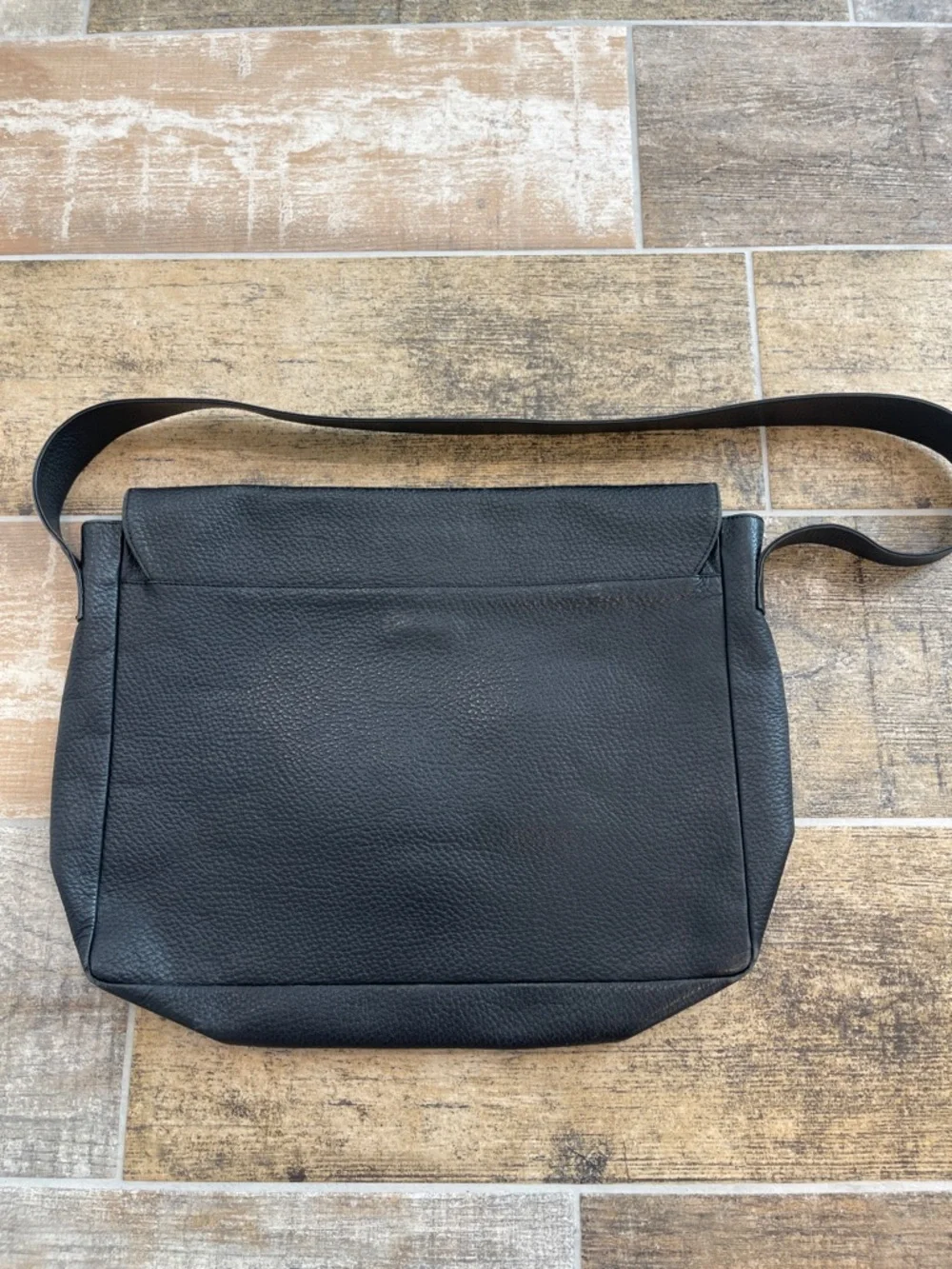 Giorgio Armani Le Collezioni Men's Black Pebbled Leather Messenger Bag